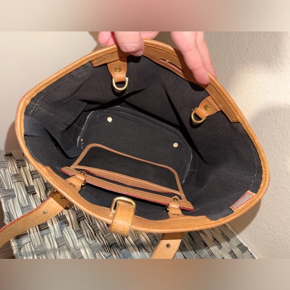 Dooney & Bourke Vintage Black Canvas & Natural Vacchetta Leather Tote - Picture 3 of 16